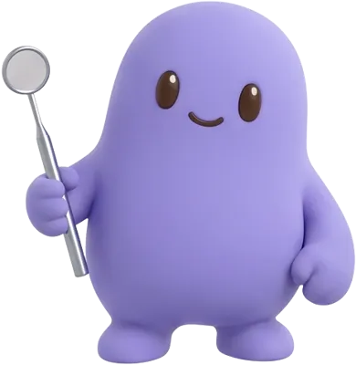 Purple mascot for dentists